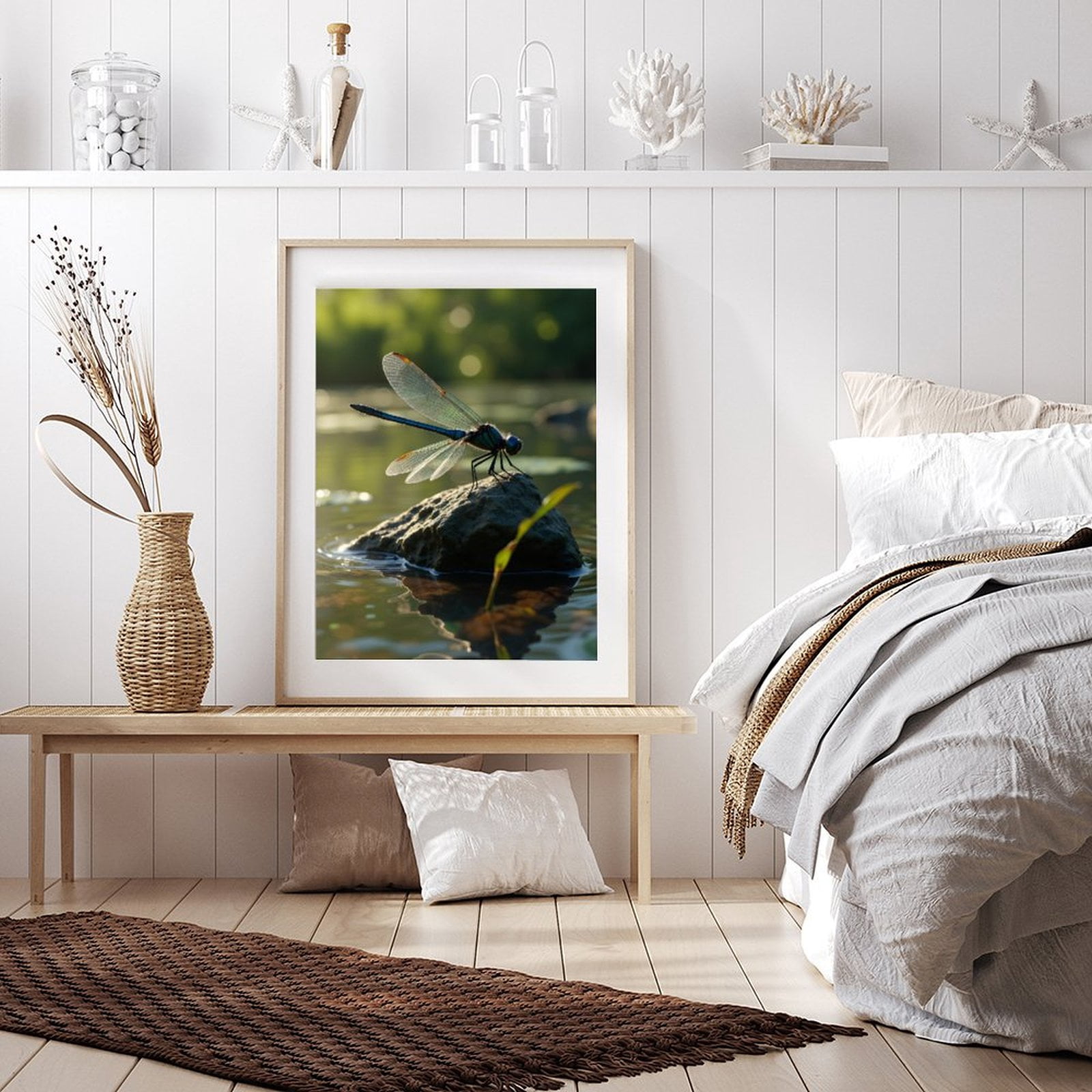 Diamond Art Kit for Adults, Dragonfly Resting On Rock Diamond Painting for Adults Beginners, 5D DIY Diamond Art Painting Kits, Colorful Diamond Painting Craft for Home Decor 12x16
