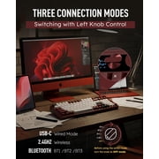 RK ROYAL KLUDGE M100 Tri-Mode Wireless Mechanical Keyboard with Screen, Dual Knobs, Gasket Mount, RGB Backlit, Hot-Swappable Cream Switches, Full-Size with Number Pad, Dark Red