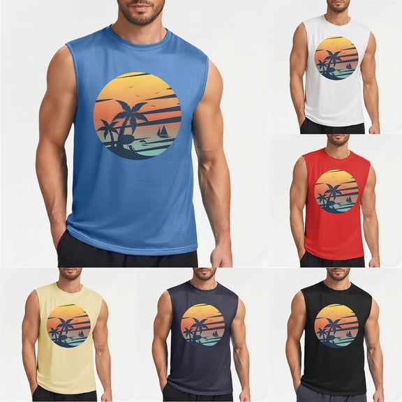 Tank Tops Men Lightweight Quick Dry Moisture-Wicking Workout & Training Activewear Sleeveless Big and Tall Comfy Casual Summer Beach T Shirts