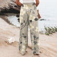 thumbnail image 5 of Womens Pants Casual Boho Palazzo Pants Wide Leg Lounge Pants Trousers Women's Floral Print Pants High Waist Smocked Elastic Waist Casual Trousers with Pockets for Beach Vacation, 5 of 5