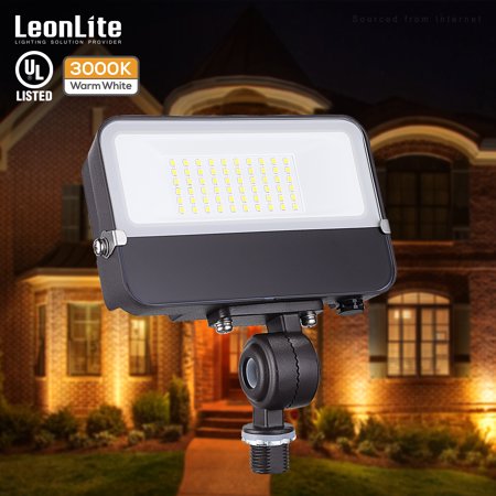 LEONLITE 30W LED Flood Light with Adjustable Knuckle Mount  Outdoor Area Light  for Yard  Garage  Garden  3000K Warm White