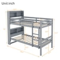 thumbnail image 5 of Bellemave Bunk Bed with Storage Headboard, Wood Twin Over Twin Bunk Beds with Shelves, Can be Convertible 2 Beds, No Box Spring Required (Gray), 5 of 9