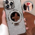 thumbnail image 5 of Sparkling Diamond Women's Phone Case with Mirror & Stand for iPhone 15/16/17 Pro Max,Luxury Glitter Rhinestone Protective Case with Magnetic Stand Lanyard (for iPhone 17Promax), 5 of 6