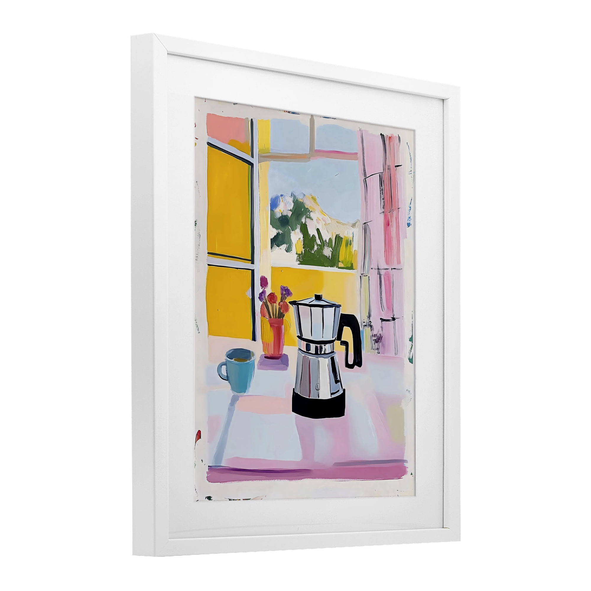 Stupell Industries Italian Moka Pot Kitchen White Framed Print Under Glass, design by The Prints Vibe