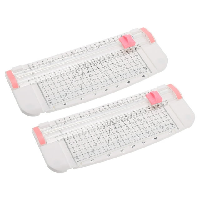 Unique Bargains 9 Inch Paper Cutter, 2 Pcs Portable Paper Trimmer Slicers Scrapbooking Tool for A5 Size Paper, White Pink