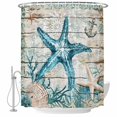 thumbnail image 2 of Shower Curtains for Bathroom, Teal Starfish Coastal Waterproof Fabric Shower Curtain, Summer Beach Nautical Retro Decorative Bathroom Curtain for Bathtub, 36"x72", No Hooks Included, 2 of 9