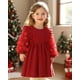 thumbnail image 2 of Vestido para niños pequeños Sweetabby 2T de tul con volantes rojos, manga larga, 2 of 8