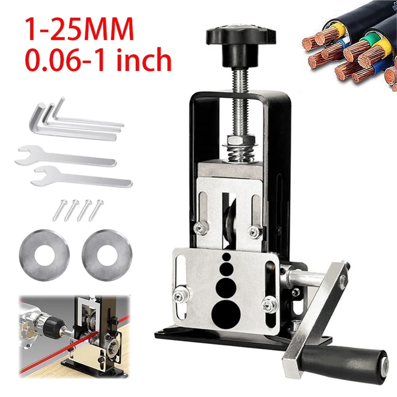 1-25mm Wire Stripper Manual Wire Stripping Tool Portable Elecrill Electric Copper W(1 Spare Blade) ,Tool
