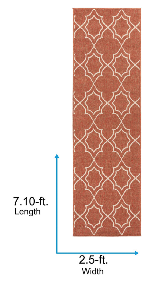 Livabliss Outdoor Rugs, 2x8 Alfresco Cottage Red Runner Area Rug for Patio, Porch, Deck, Backyard, Waterproof Indoor Outdoor Carpet (2'5" x 7'10" Runner)