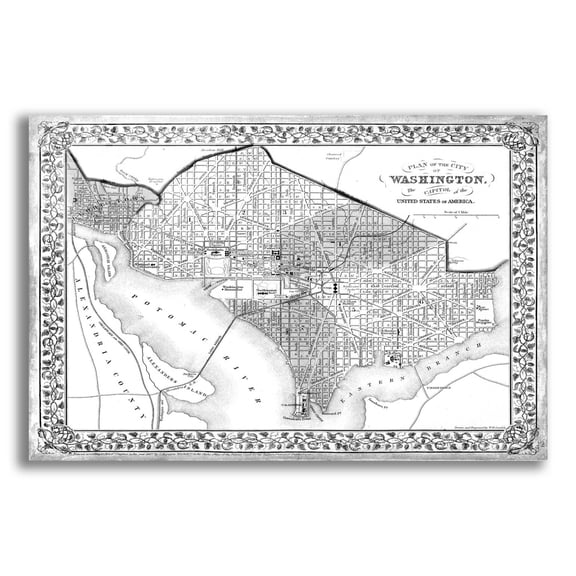 Epic Art 'Plan of Washington DC' by Mitchell, Acrylic Glass Wall Art, 16"x12"