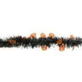 thumbnail image 2 of Jack O Lanterns Halloween Tinsel Garland - 50' - Black and Orange - Unlit, 2 of 3