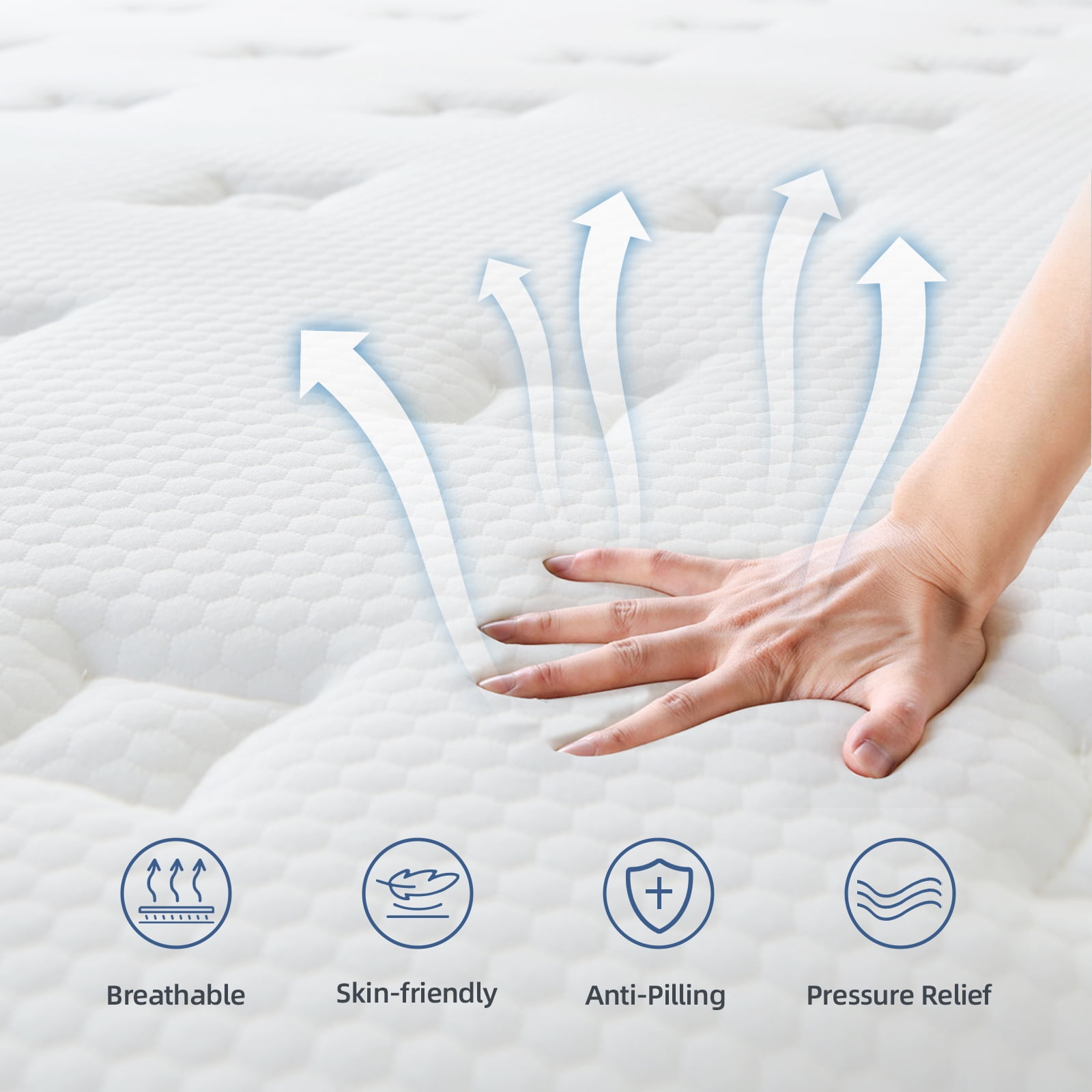 GOJEF 12 inch Queen Mattress,Hybrid Memory Foam with Independent Spring, Soft and Pressure Relief