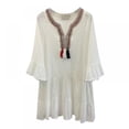 thumbnail image 1 of Robe de Maternité Décontractée à Col en V à Manches Longues Femme Robe en Coton et Lin, 1 of 9