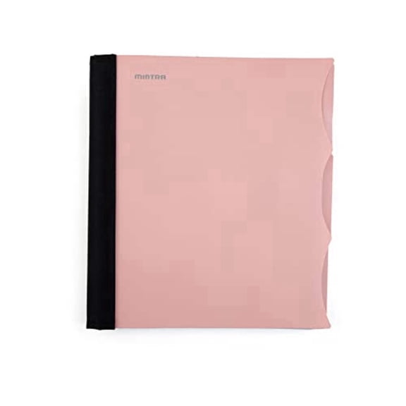 Mintra Durable Premium Spiral Notebook (3 Subject - Salmon) - Fabric Covered Coils, Adjustable Pocket Folders, 150 Sheets