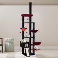 thumbnail image 6 of at Tree 92.5-104.3 Inches with Hammock, Floor to Ceiling Gothic Cat Condo,Tall Cat Climbing Tower Adjustable with Scratching Posts for Indoor Cats Black Red, 6 of 18