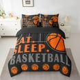thumbnail image 2 of Basketball Queen Comforter Set with Sheets Sports Bedding Sets Teen Sport Game Ball Theme Bed in a Bag Basketball Decor Bed Set Bedroom Sports Sheets 7 Pcs Black Orange, 2 of 5