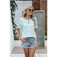 thumbnail image 2 of Womens Fashion Tops Cute Puff Sleeve Blouses for Women Dressy Casual Spring Summer Clothes Outfits for 2025 Lake Blue S, 2 of 8