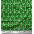 thumbnail image 1 of Soimoi Green Japan Crepe Satin Fabric Leaves & Tulip Floral Decor Fabric Printed Yard 42 Inch Wide, 1 of 3