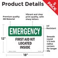 thumbnail image 2 of First Aid Kit Located Inside OSHA Emergency Vinyl Decal Label 18 Inch x 12 Inch - 5 Pack, 2 of 6