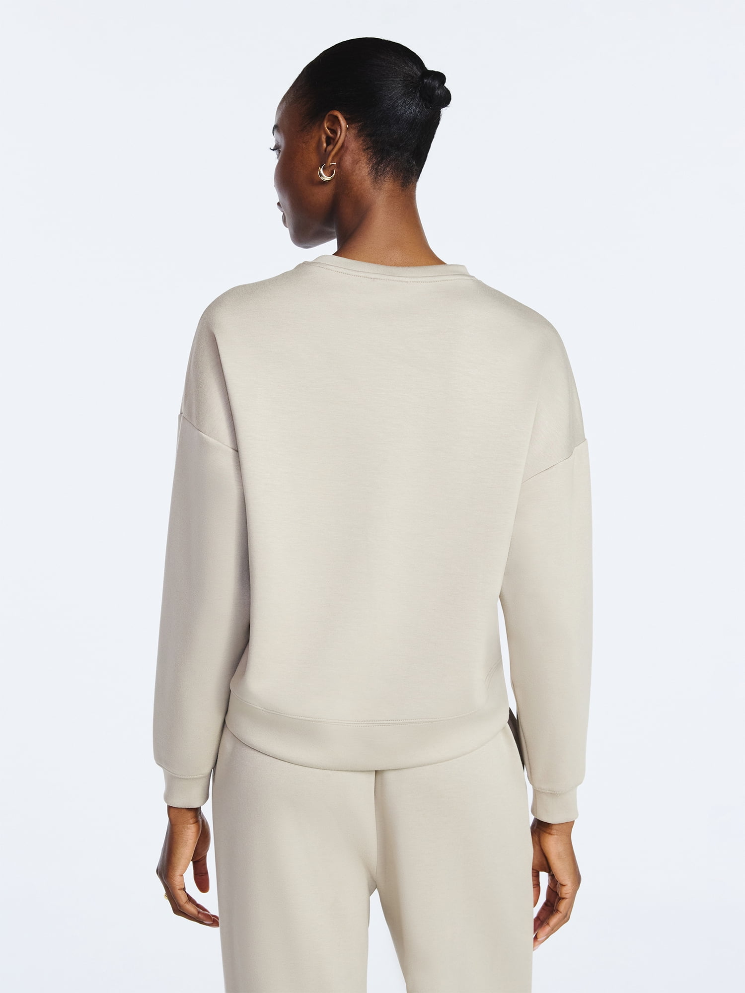 Scoop Women's and Women's Plus Scubaknit Cropped Sweatshirt with Drop Sleeves, Sizes XS-4X