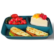 PBPBOX Food Serving Dishes Plastic Three-grid Plate Green 1Pcs