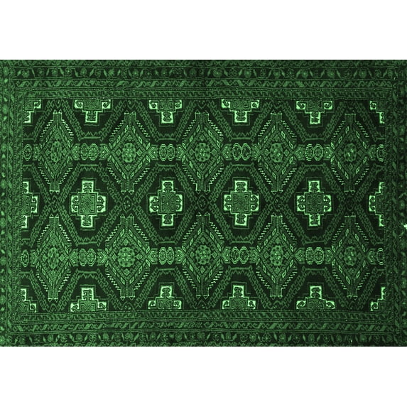 Ahgly Company Indoor Rectangle Persian Emerald Green Traditional Area Rugs, 3' x 5'