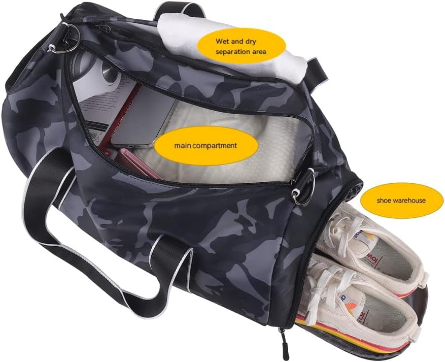 Kids Overnight Duffle Bag Girls Boys Sports Gym Bag with Shoe Compartment Wet Pocket Camouflage travel bag (ArmyGreen)
