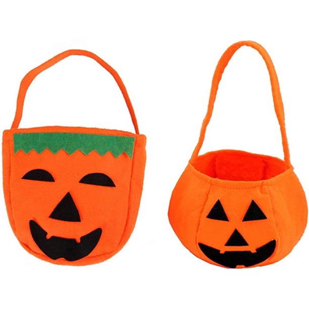 Bolsas de dulces de calabaza de Halloween para niños, bolsas de truco o golosina, bolsa de regalo no tejida, bolso de mano para niños, disfraces, regalos de fiesta, bolsas de golosinas de calabaza, fiesta de Halloween (2 unidades) JM