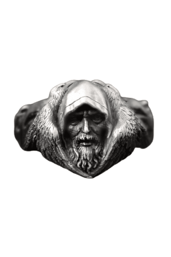 Wolf Odin Ring, Viking Warrior Odin Head Ring for Men, Norse Viking Wolf Odin Ring Punk Wolf Animal Jewelry, Retro Wolf Odin Ring Vintage Odin Raven Ring Rock Odin Wolf Amulet Ring
