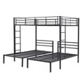 thumbnail image 5 of Harper & Bright Designs 3 in 1 Bunk Bed Full Over Twin & Twin Size Bunk Bed, Metal Bunk Bed Frame with Built-in Shelf, Black, 5 of 12