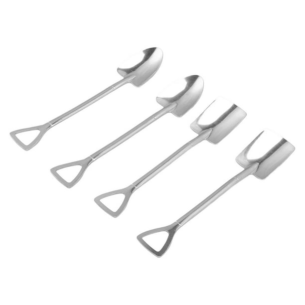 Cuillères à Dessert, Cuillère à Pelle Mignonne En Acier Inoxydable Matériel De Qualité Alimentaire Réutilisable Cuillère à Gâteau à Dessert(4 X Pelle Quadrate