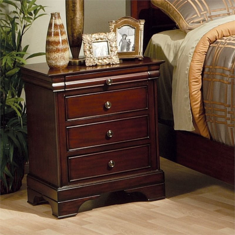 Coaster Nightstand Louis Philippe Style In Deep Mahogany Finish Walmart Com Walmart Com