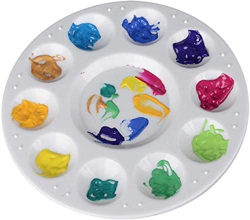 White 4 Pcs Plastic Round Kids Art Supplies N-A Paint Palette Tray 