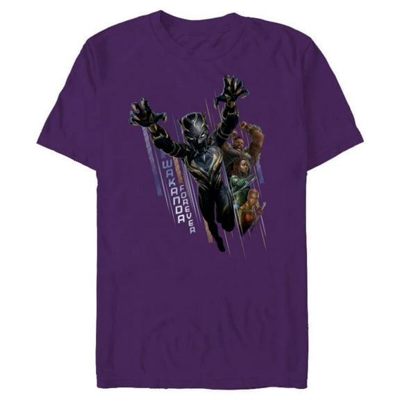 Marvel Black Panther: Wakanda Forever Defend the Kingdom - Short Sleeve Blended T-Shirt for Adults - Customized-Purple