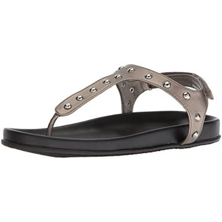 Very Volatile Women's Stud Flat Sandal, Pewter, 7 M US