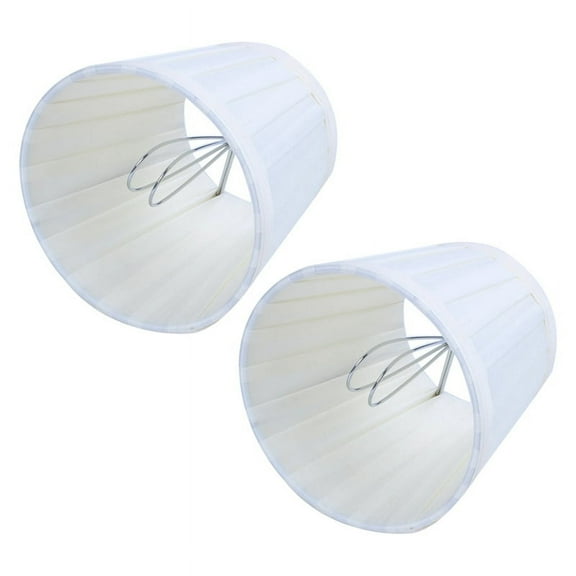 2X Fabric Chandelier Lampshade Holder Clip on Sconce Beside Bed Lamp Hanging Light, Light Yellow