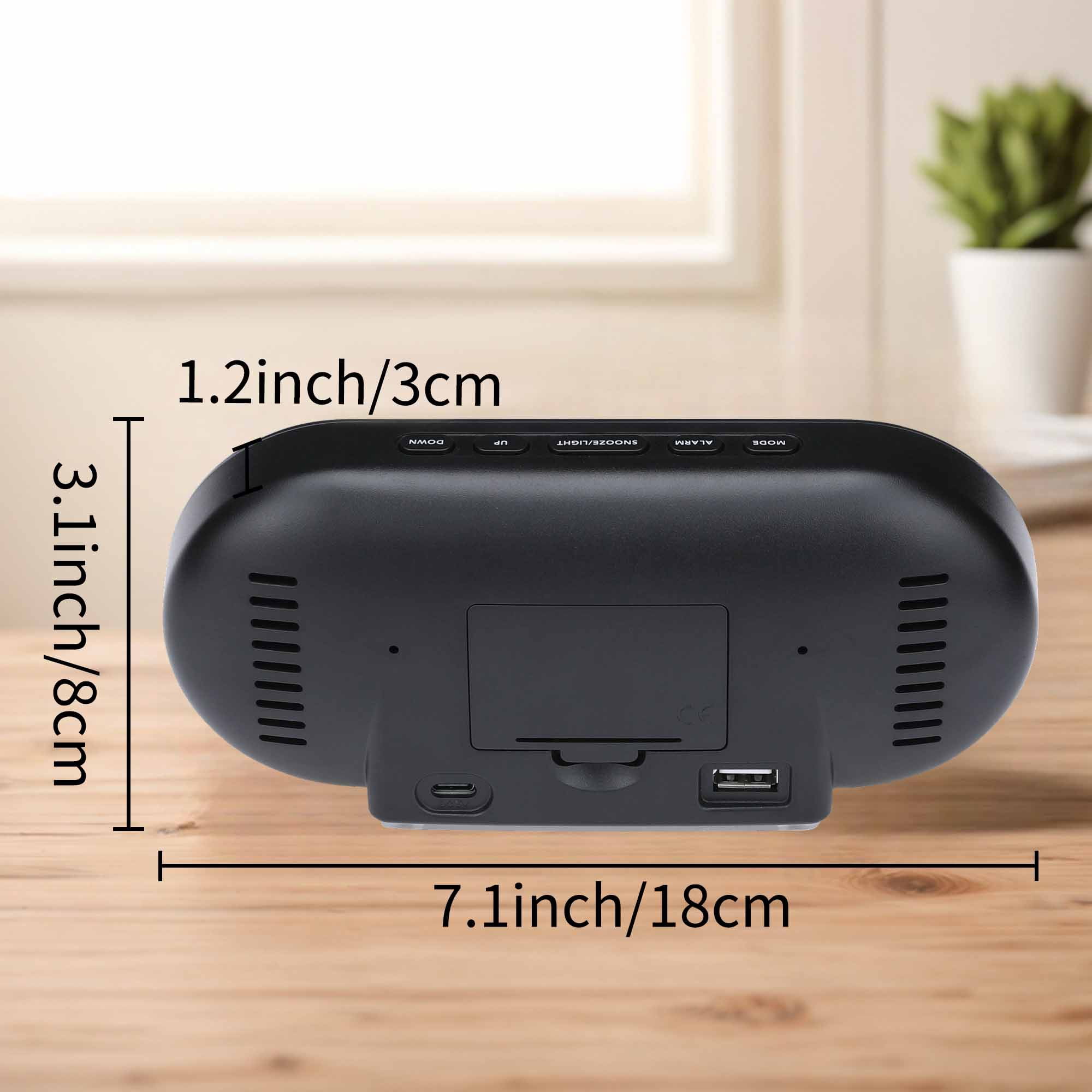 Unique Bargains 2 Pcs Oval Digital Alarm Clock Bedroom Black Blue/White Blue