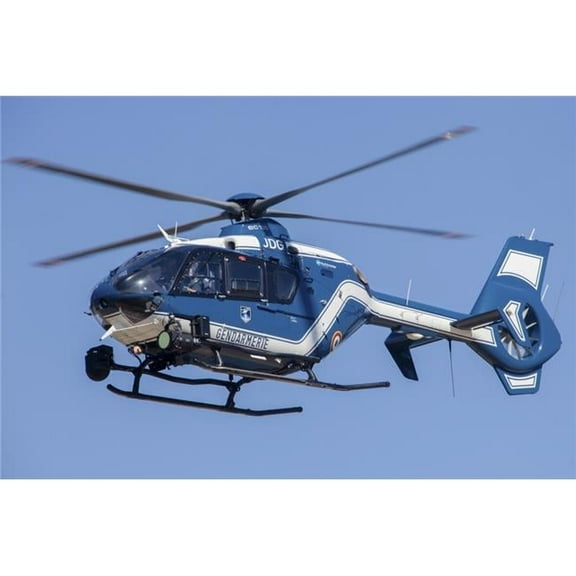 French Police & Gendarmerie Ec135 Helicopter in Flight Over France Poster Print