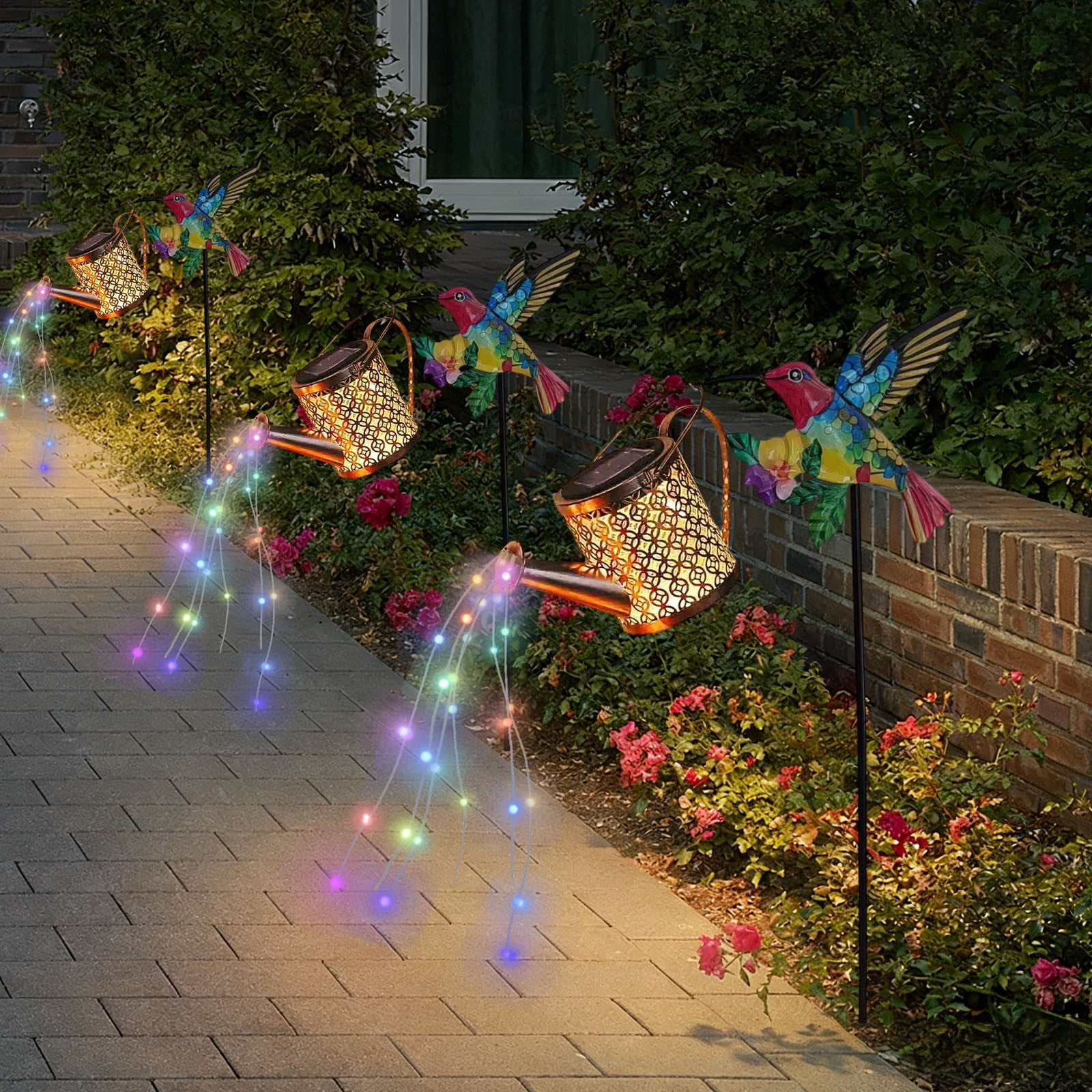 Solar Flower Garden Lights Outdoor, Waterproof Multicolor Resin Stake Lights for Pathway Patio Yard Decor, Auto On/Off Solar Powered