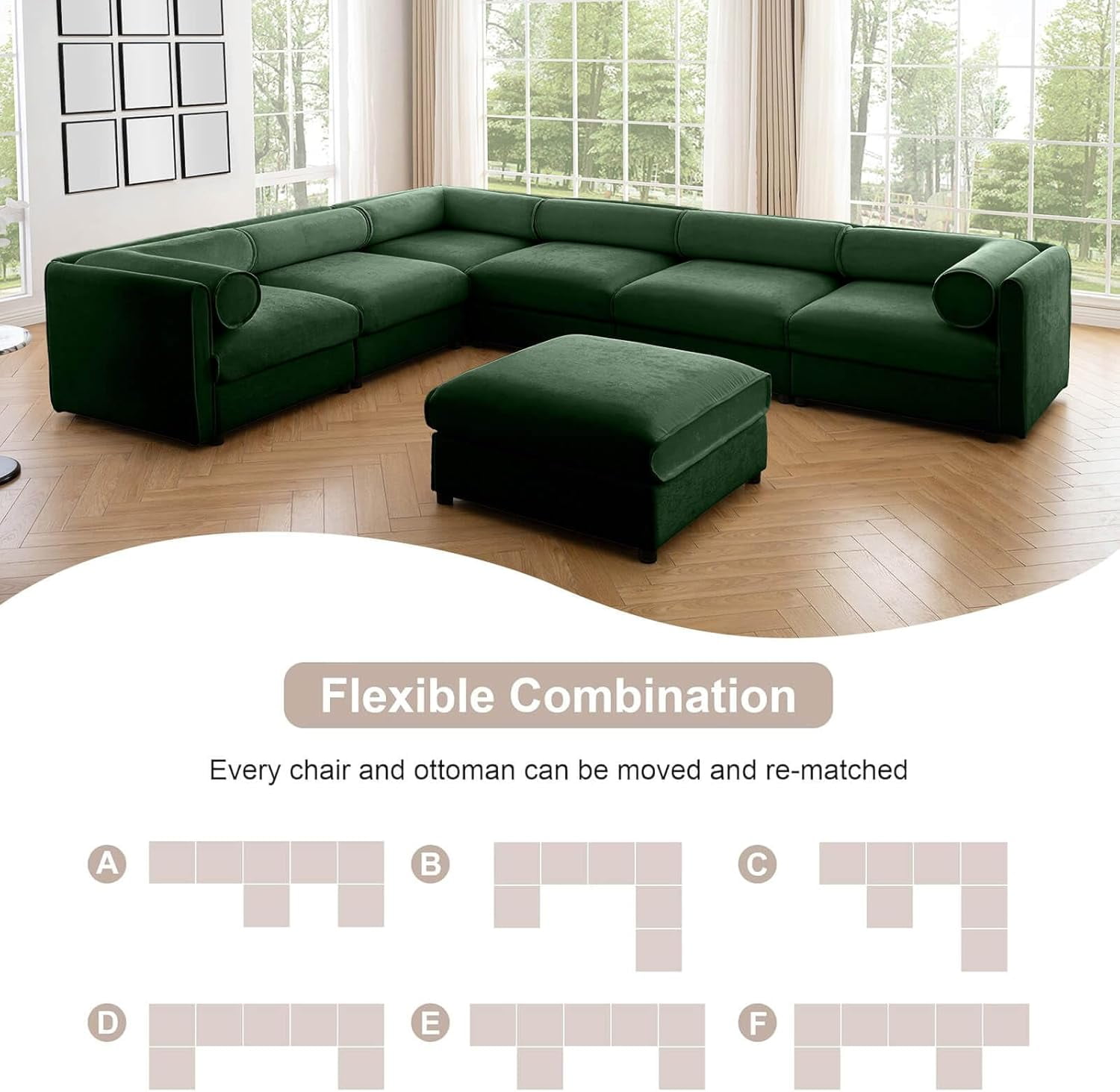 75.5'' Deep Seat Chenille Loveseat with Storage Seat,Modern Fabric Loveseat Featuring Hidden Storage Space,Cylindrical Backrest & Armrest Design for Living Room, Office, Apartment - Green