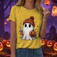 thumbnail image 2 of TOWED22 Halloween Shirts for Women Cute Ghost with Coffee Pumpkin Shirts Cute Fall Short Sleeve Graphic Tee Tops(Yellow,XXL), 2 of 6