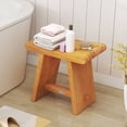 thumbnail image 2 of Costway 19.5" Teak Shower Bench Waterproof Spa Bath Stool with Curved Seat for Bathroom, 2 of 10