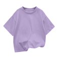 thumbnail image 4 of Povozer Girls' Short-Sleeve Shirts 2025 Girls Pleated Short Sleeve T Shirts Kids Summer Crewneck Shirts Casual Tops Tees for 100,Purple, 4 of 6