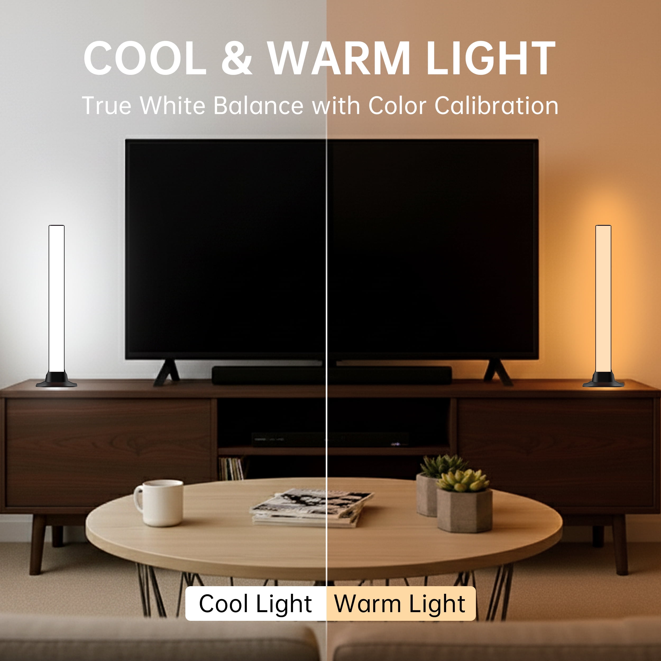 RGB LED Light Bars, USB Powered TV Backlight with Music Sync, APP & Remote Control, Color Changing Gaming Lights for TV, PC, Bedroom, 2 Pack, 12.6 in