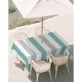 thumbnail image 3 of 54x80 Inch Outdoor Tablecloth with Umbrella Hole Zipper Rectangle Turquoise Gray Striped Rectangular Tablecloths Outside Waterproof Farmhouse Stripe Art Patio Table Cloth Cover for Picnic Party, 3 of 8