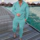 thumbnail image 2 of Hombres Casual Solid Fashion Turndown Traje deportivo Cremallera Pantalones de manga larga Chándal de dos piezas Pompotops  oipoqjl51765, 2 of 5