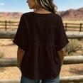 thumbnail image 6 of QUNYINEY Cotton Linen Casual T Shirts for Women Short Sleeve Summer Crew Neck Tops Pleated Solid Loose Fit Pullover Shirts, 6 of 6