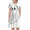 thumbnail image 1 of Disketp Cute Ghost Simple Drawing para Vestido de Manga Corta para Mujeres, Vestidos de Verano para Mujeres, Casual y Holgado para la Playa, 1 of 6