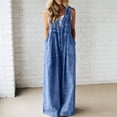 thumbnail image 7 of ClodeEU Women's V Neck Sleeveless Wide Leg Jumpsuit,Casual Loose Romper with Pockets Blue,Women's Plus XL, 7 of 7