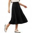 thumbnail image 4 of HAOTAGS Girls Maxi Skirts,High Waisted Casual Solid Color with Side Pockets Summer Skirt Black 12-13, 4 of 7